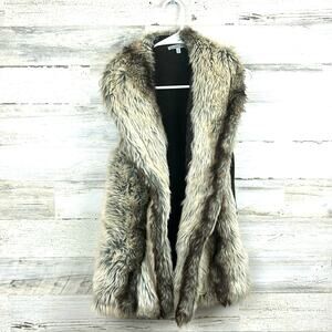 Charlotte Russe Women’s Large Brown Tan Faux Knit Back Boho Winter Vest Boho